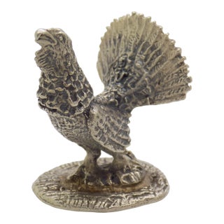 Vintage Italian Handmade Genuine Silver Turkey Figurine Sculpture 1950/60 For Sale