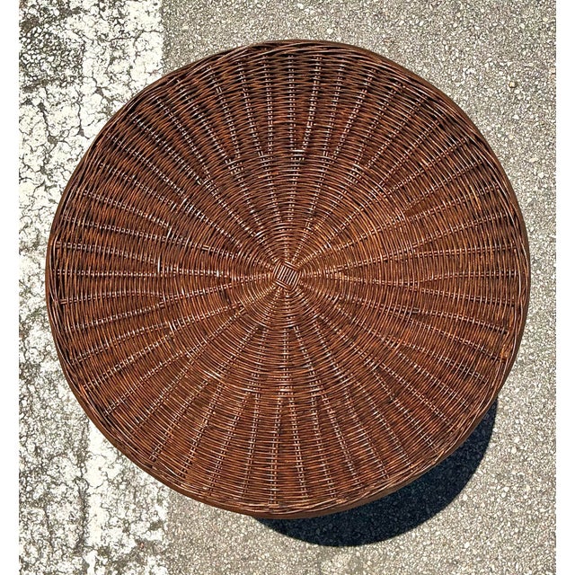 Vintage Woven Rattan Drinks Table For Sale - Image 4 of 12