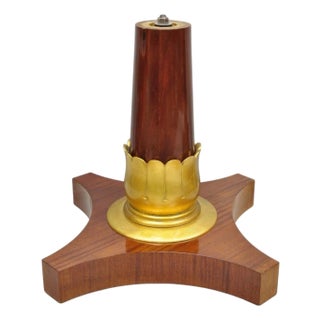 Vintage French Regency Style Mahogany & Gold Gilt Plume Table Pedestal Base (A) For Sale