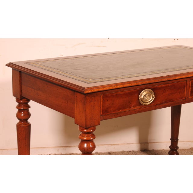 Mahogany Flat Desk with Drawers and Inlays, 19th-Century For Sale - Image 5 of 14