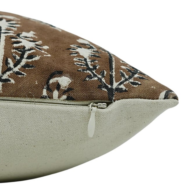 Handblock Printed Floral Designer Cushion Cover 12x20 - Neelgagan For Sale - Image 4 of 4