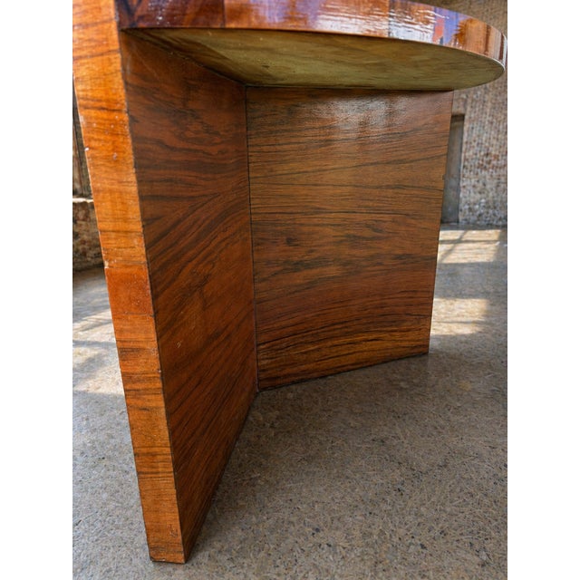 Brown Art Deco Round Wood Side Table with Shelf For Sale - Image 8 of 11