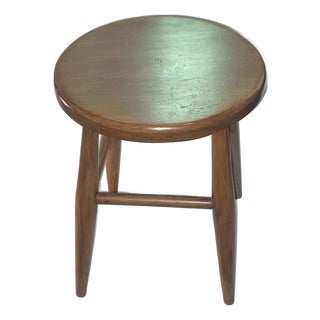 Vintage "Modern Design Stool,rustic , Minimalist Artisan-Crafted Wooden Stool. A Simple Wooden Stool With Tapered Legs and a Round Seat. For Sale