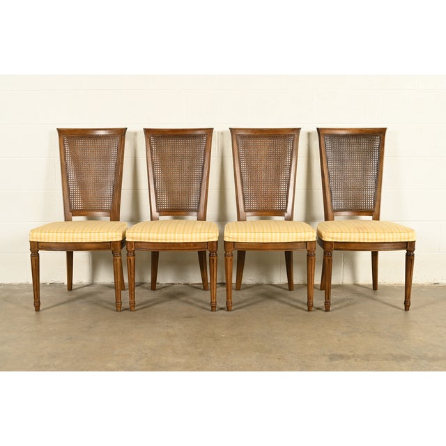 Henredon French Regency Louis XVI Carved Walnut Cane Back Dining Chairs, Set of Four For Sale - Image 15 of 15