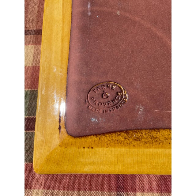 1990s French Handmade Engobe Pottery Trays / Platters - Set of Two - Large & Medium For Sale - Image 10 of 11