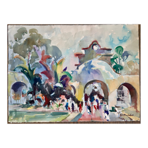 Rich Buchwald Signed California Mission Watercolor Painting