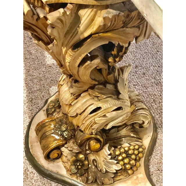 Gold Palatial Italian Carved and Painted Base Marble Top Center Table, 19th Century For Sale - Image 8 of 13