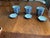 Blue & White Petite Hexagonal Floral PlantersWith Marching Drip Trays Set of 3 For Sale - Image 4 of 9