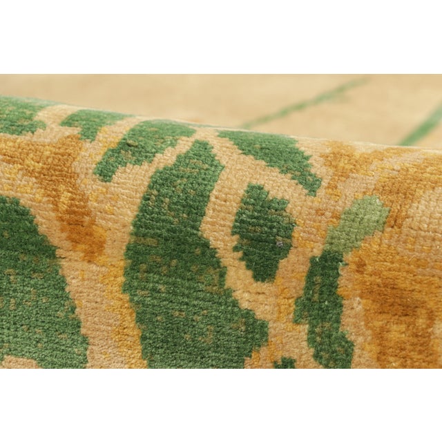 Textile Rug & Kilim’s Chinese Art Deco Style Rug in Gold With Colorful Floral Patterns For Sale - Image 7 of 8