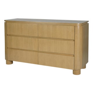 Genoa 60 in. W Rectangular Wood 6 Drawer Dresser, Light Oak For Sale