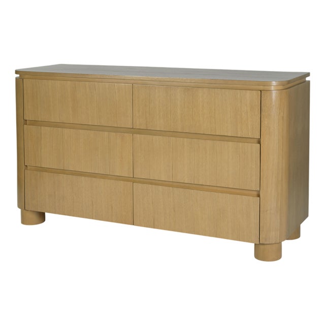Genoa 60 in. W Rectangular Wood 6 Drawer Dresser, Light Oak For Sale
