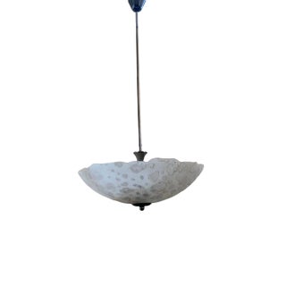 Satin Glass Chandelier with Irregular Bubbles For Sale