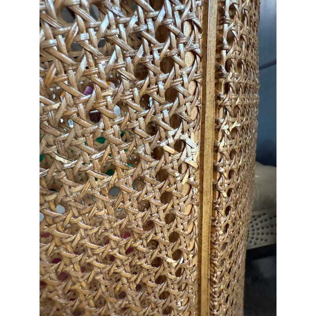 Almond 1970s Double-Caned Wingback Chair For Sale - Image 8 of 9