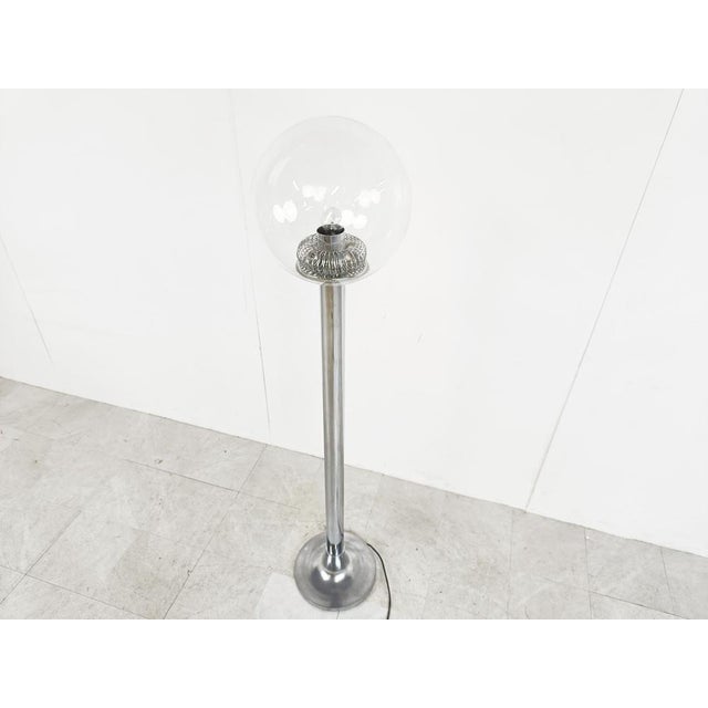 Vintage Chrome and Glass Floor Lamp, 1970s For Sale - Image 4 of 10