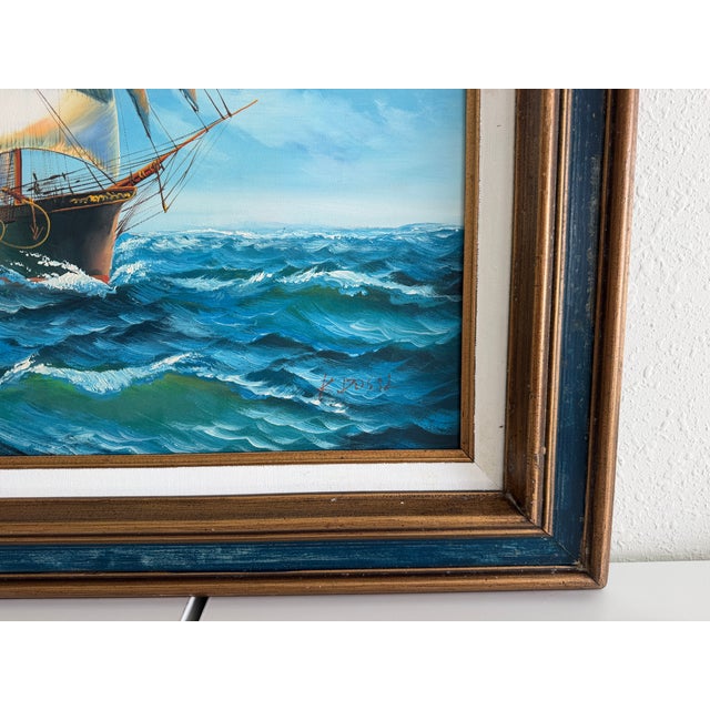 K. Dossi Original Sailing Ship Oil Painting, Nautical Seascape, Maritime Art For Sale - Image 11 of 12