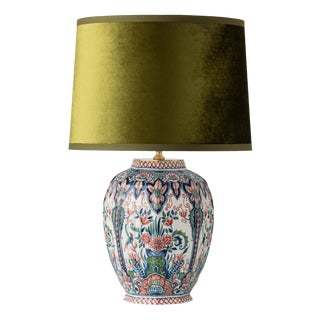 Delft Polychrome Ceramic Table Lamp from Royal Tichelaar Makkum, 1940s For Sale