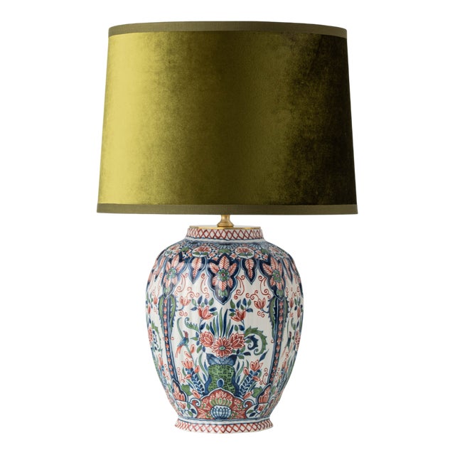 Delft Polychrome Ceramic Table Lamp from Royal Tichelaar Makkum, 1940s For Sale