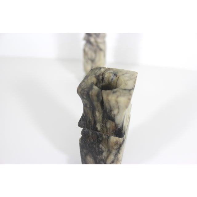 Antique Carved Italian Alabaster Candleholders a Pair For Sale - Image 17 of 17