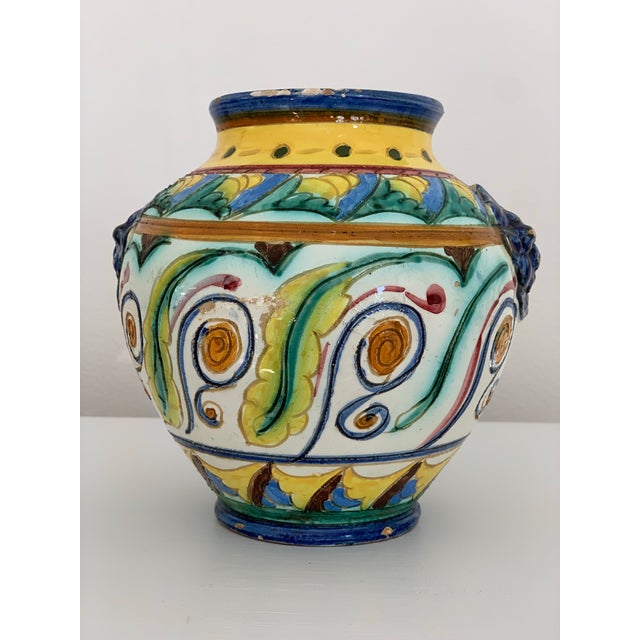Italian Italian Terra Cotta Majolica Vase For Sale - Image 3 of 12