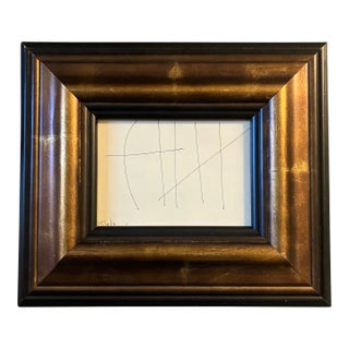1970’s Original Robert Cooke Abstract Ink Drawing Chunky Frame Signed For Sale
