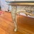 1940s French Provincial Style Kidney-Shaped 5 Leg Coffee Table With Inlaid Marquetry Top and Glass Overlay For Sale In Sacramento - Image 6 of 18