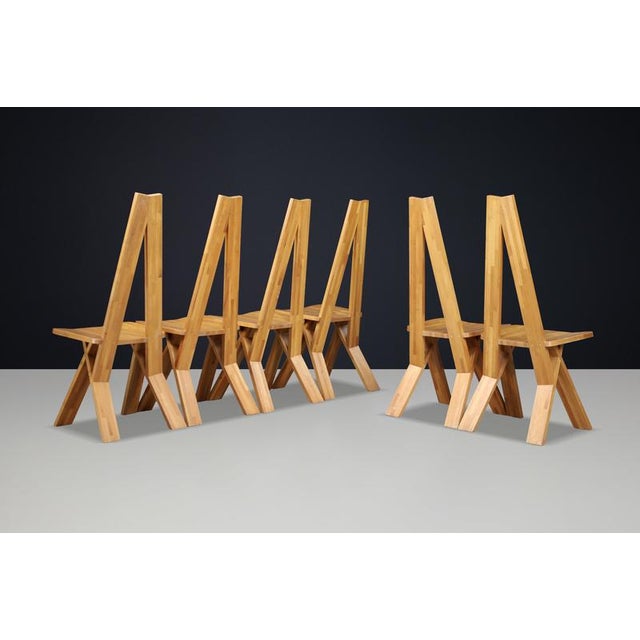 Vintage Elm Dining Chairs in the style of Pierre Chapo, 1980, Set of 6 For Sale - Image 14 of 15