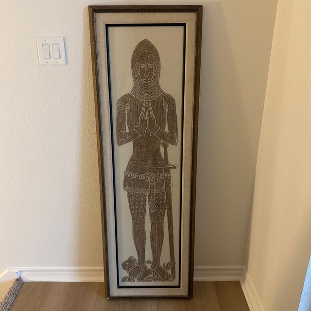 Gothic Rare Medieval Knight Tomb Impression – Westminster Abbey & Stoke D’Abernon – Framed Set of Brass Rubbings For Sale - Image 3 of 10