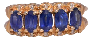 The Sapphire Splendor: Sapphire and Natural Diamond Ring in Yellow Gold
