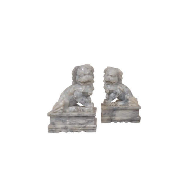 Vintage Pair of Mid 20th Century Soapstone Foo Dogs For Sale - Image 4 of 4