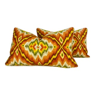 Dynamic Mid Century Vintage Brunschwig and Fils Lumbar Pillows/A Pair For Sale