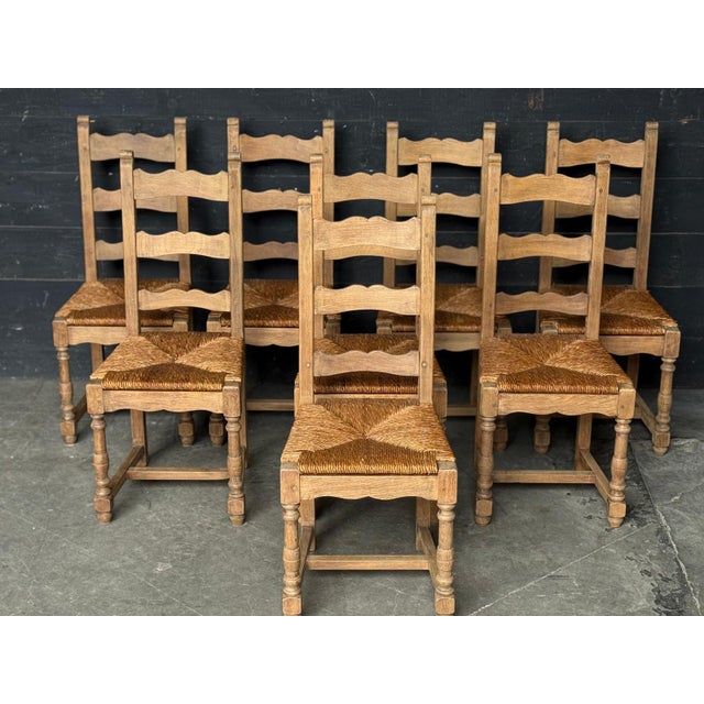 Wood Oak Farmhouse Dining Chairs, 1925, Set of 8 For Sale - Image 7 of 18