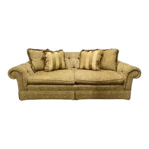 Large Traditional Custom Sofa, Beige Scalamandre Upholstery, Rolled Arms, 2000s
