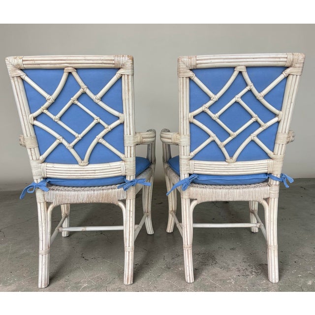 Lane Furniture Vintage Rattan Armchairs With Sculptural Fretwork Backs, a Pair For Sale - Image 4 of 11