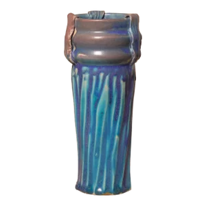 Vintage 1992 Ceramic Studio Pottery Vibrant Ombre Cylindrical Vase Signed Ks