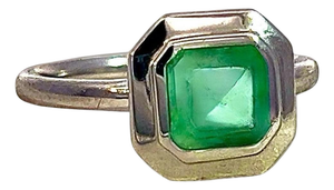 Natural Solitaire Colombian Emerald Ring 6.5 14k W Gold 1.35 Cts Certified