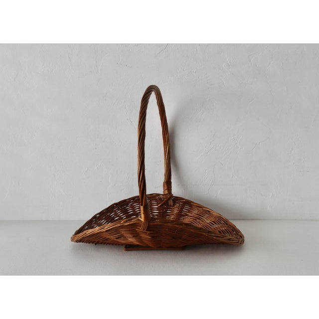French Vintage French Style Wicker Flower Gathering Basket For Sale - Image 3 of 12