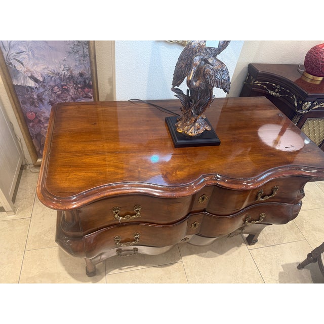 French Provincial Hand Carved French Provincial Fruitwood Bombe Chest For Sale - Image 3 of 11