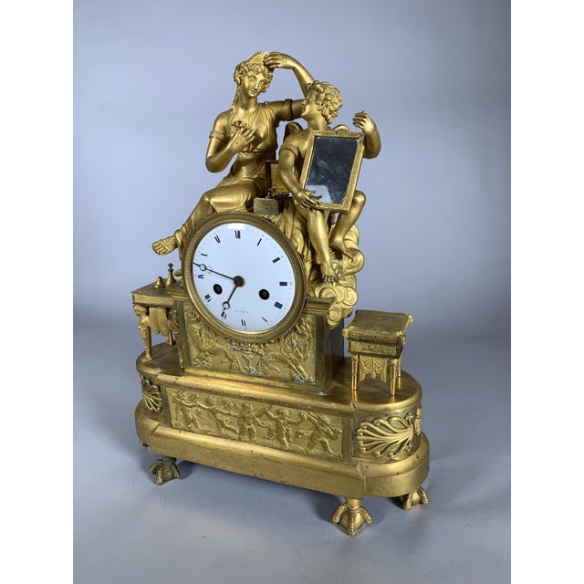 Traditional Empire Clock in Gilt Bronze, 1810 For Sale - Image 3 of 12
