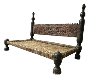 Vintage Cedar Bench, Nuristan
