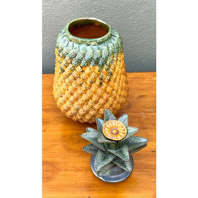 Ceramic Vintage Hilario Alejo Madrigal Terracotta Pineapple Jar For Sale - Image 7 of 12
