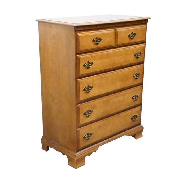 Bassett Bassett Furniture Solid Hard Rock Maple Colonial Early American 36" Chest of Drawers 229-01-251 For Sale - Image 4 of 14