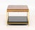 Mid-Century Modern Style Brass Two-Tier Side Table, the brass frame with mahogany top above black lacquered undertier....