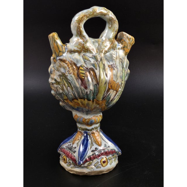 Antique 18th Century Italian Majolica Scallop Shell Pilgrim Flask For Sale - Image 3 of 12