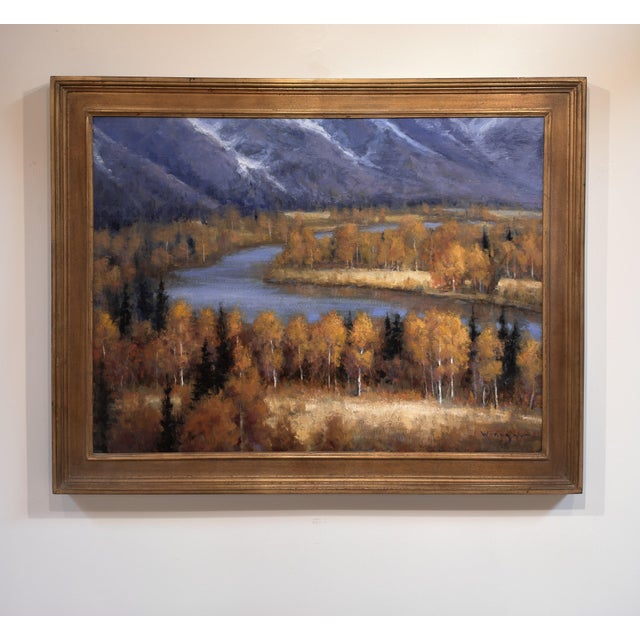 2020s Changing Colors by Seth Winegar | Oil on Panel Autumn River Valley Landscape For Sale - Image 5 of 10