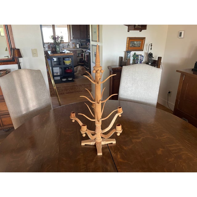 Workaday Handmade Folk Art Farmhouse Swedish Urshult Christmas Tree Candelabra For Sale - Image 4 of 6