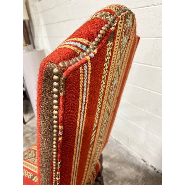 Brick Red Vintage Open Arm English Chair For Sale - Image 8 of 11