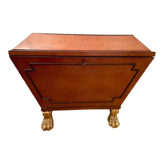1820’s Rare Antique Regency Satinwood Cellarette With Gilt-Wood Paw Feet For Sale - Image 4 of 7