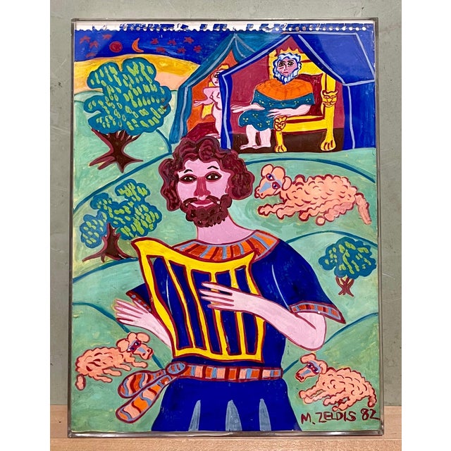 MALCAH ZELDIS (American-Israeli, b. 1931), ''David and Saul'', 1982, Gouache on paper Hand signed and dated lower right,...