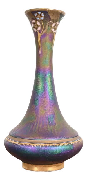 Carlsbad Austrian Art Nouveau Porcelain Iridesecent Vase, Late 19th Century