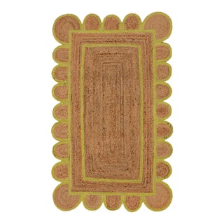 Margarita Scallop Jute Hand Made Bohemian Rug 3x12 Ft. For Sale